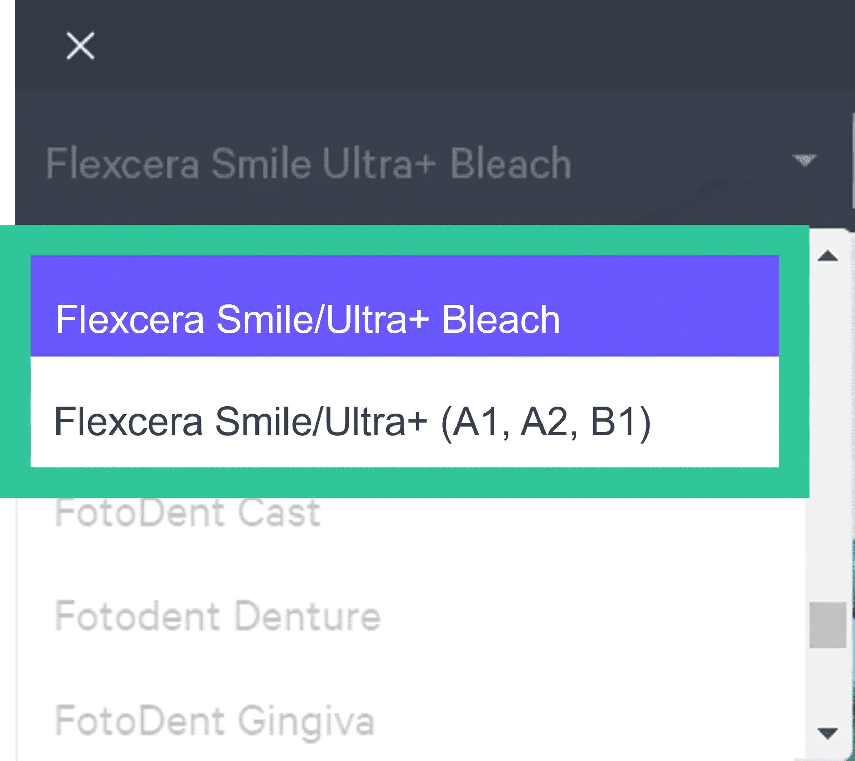 Resin drop down menu Resin drop down menu
