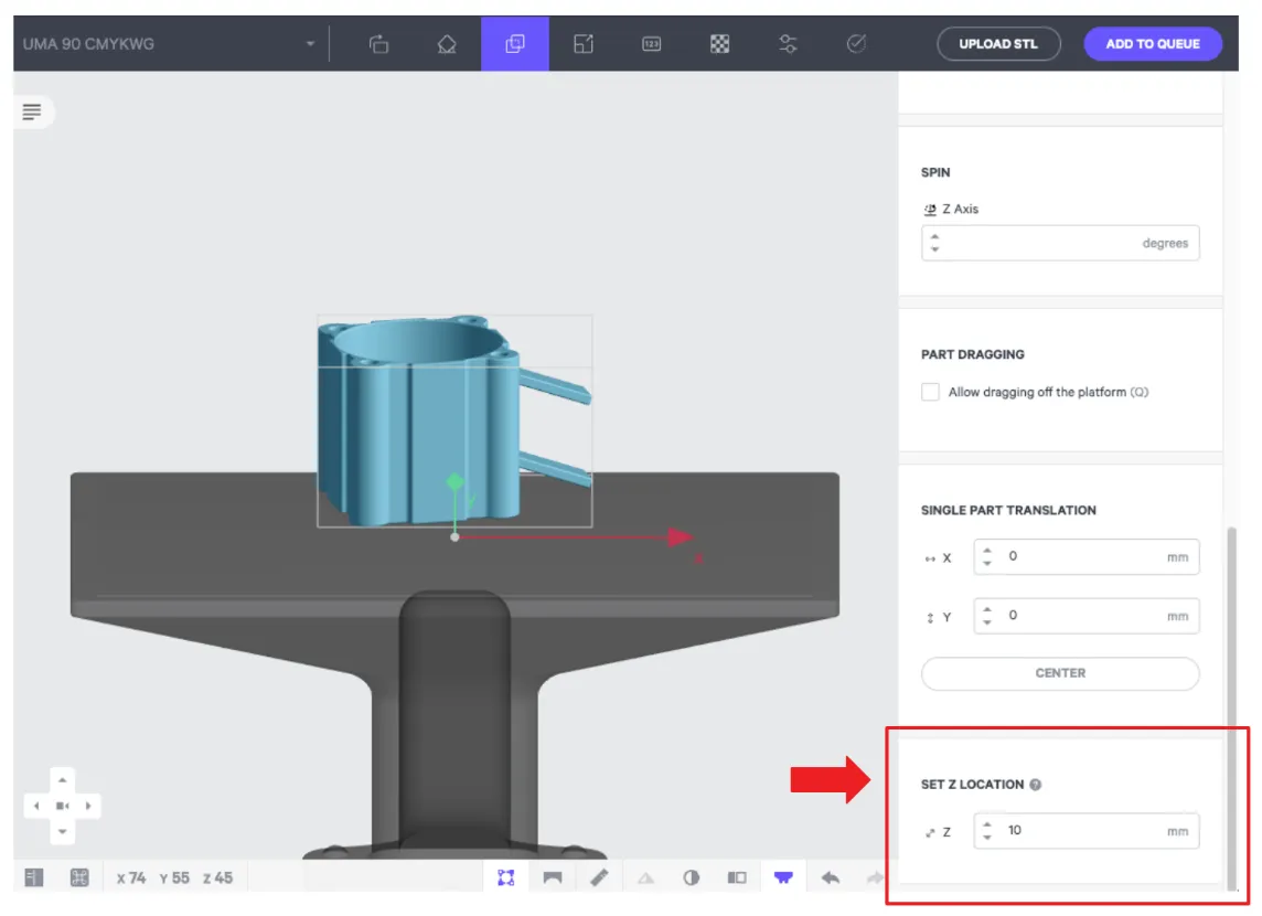 Example: “Set Z Location” is available in the Layout panel Example: “Set Z Location” is available in the Layout panel
