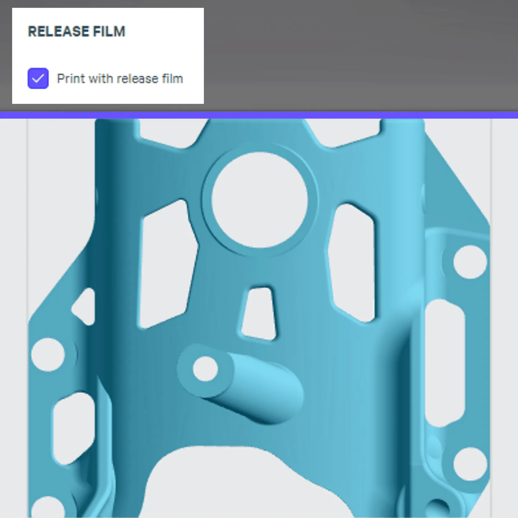  RELEASE FILM feature checked - Part begins printing on top of the release film.