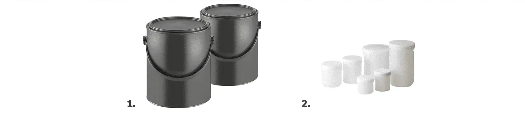 1. Cans for vortex mixer  2. Containers for planetary mixer