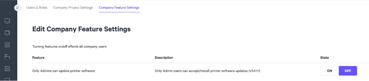 Ed Company Feature Settings Ed Company Feature Settings