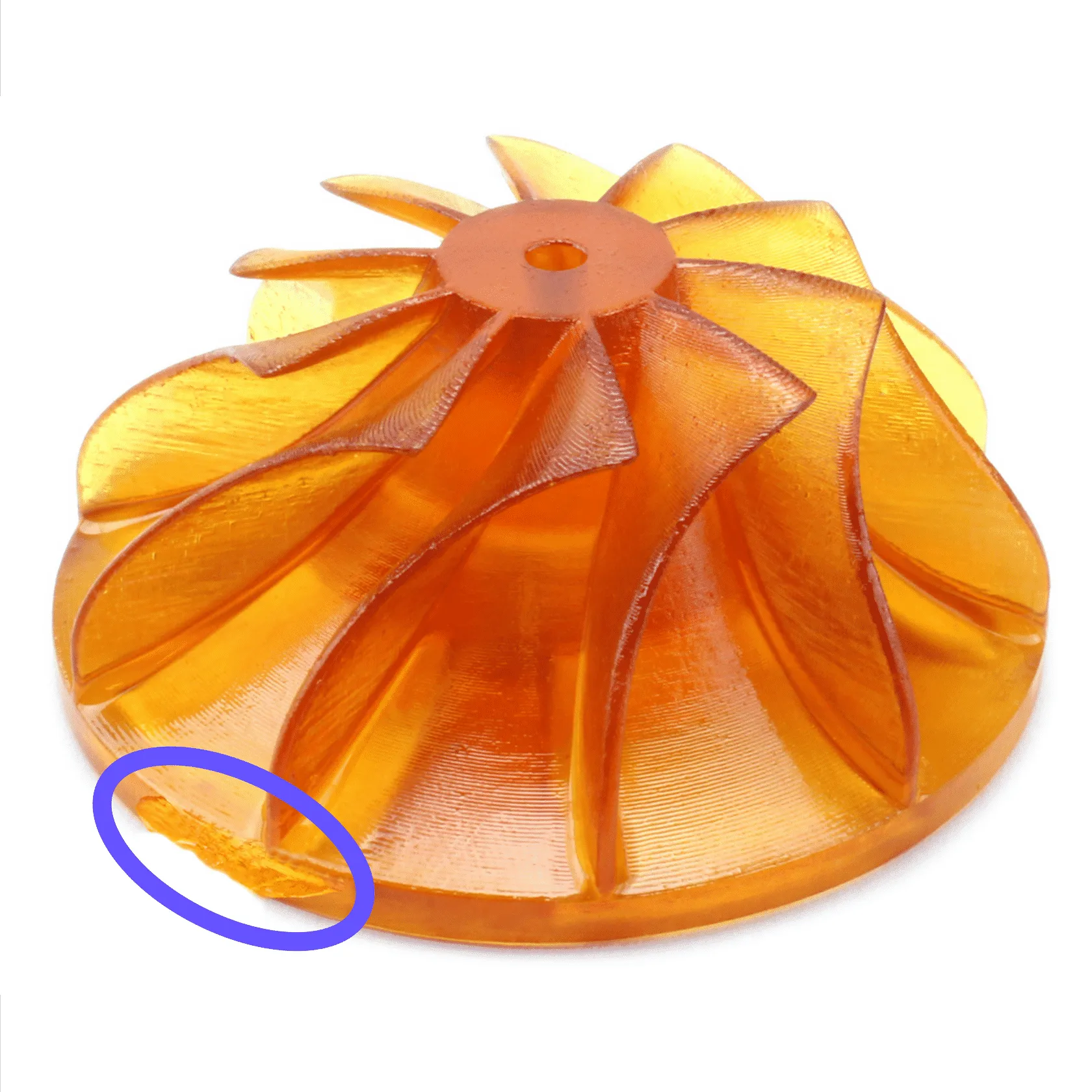 Chipped part in CE 221 (retired resin) Chipped part in CE 221 (retired resin)
