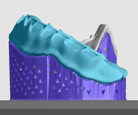 Near horizontal oriented denture