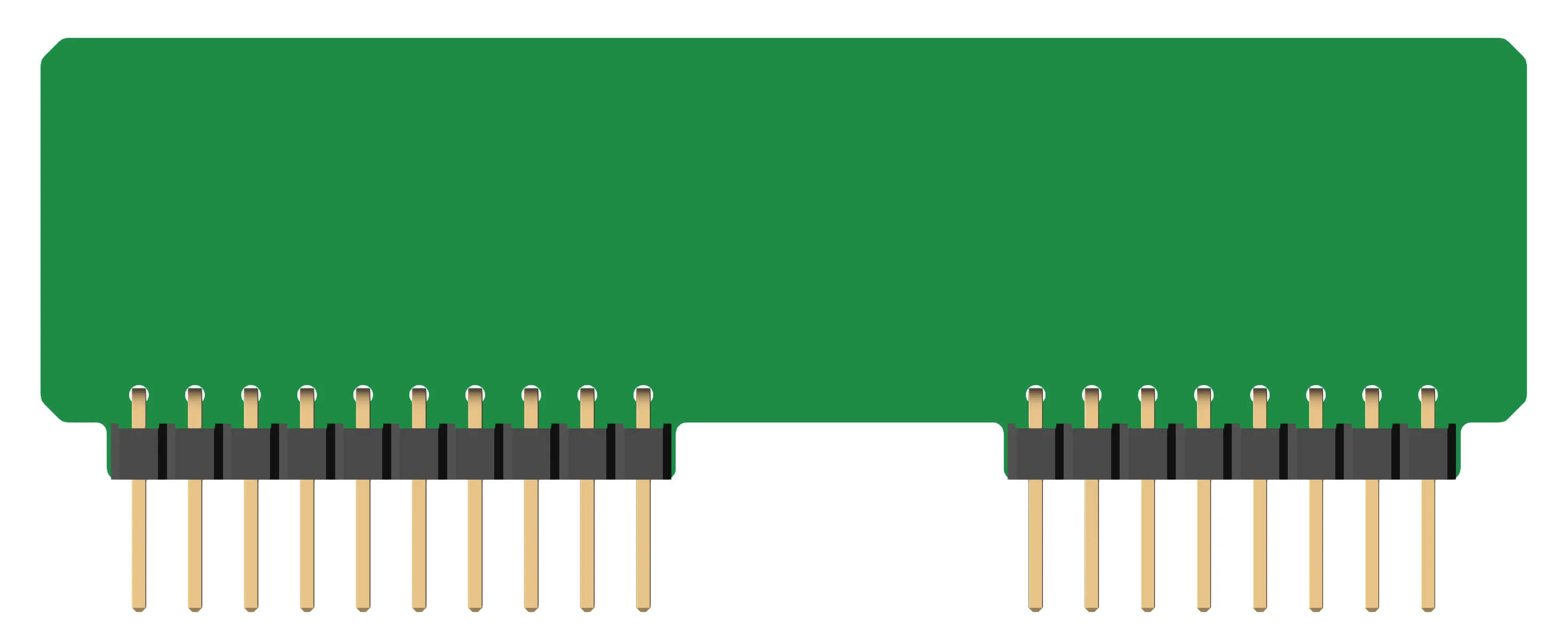 An external module PCB with pin headers An external module PCB with pin headers
