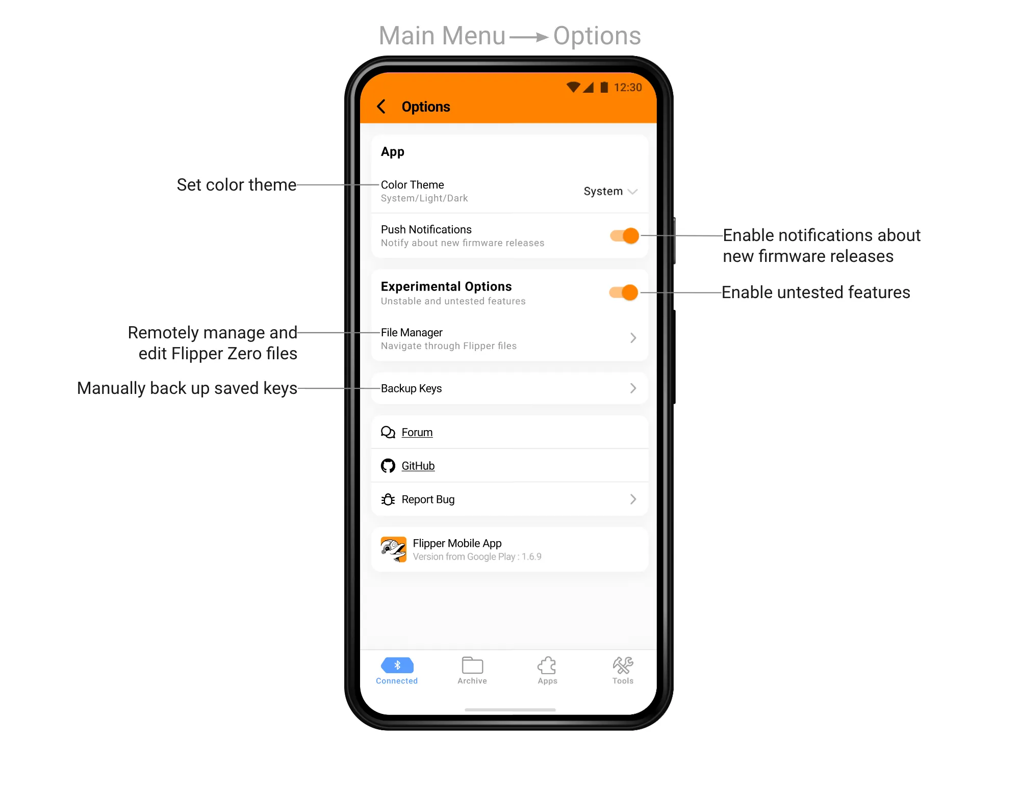 Options on Android