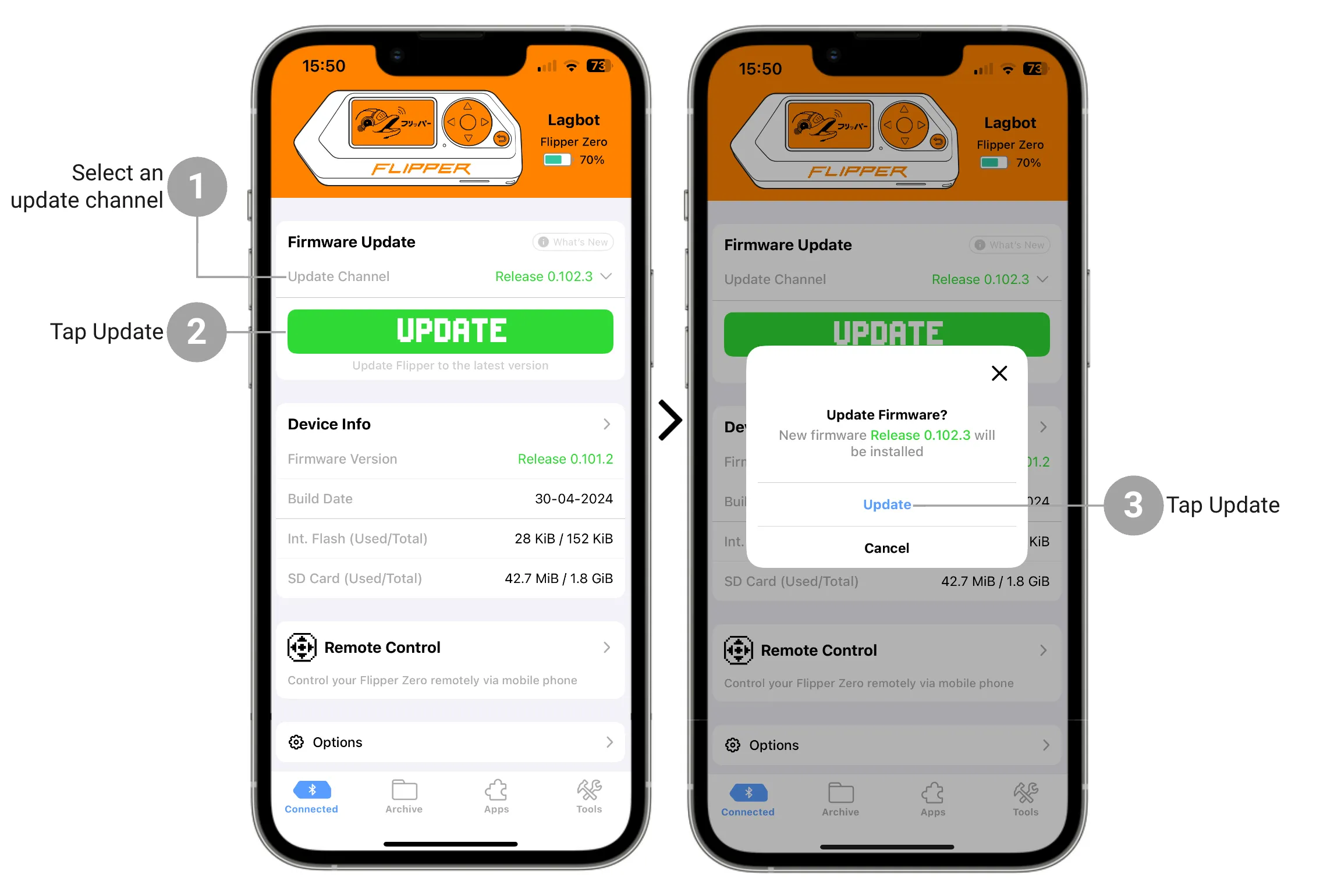 You can update your Flipper Zero via Flipper Mobile App