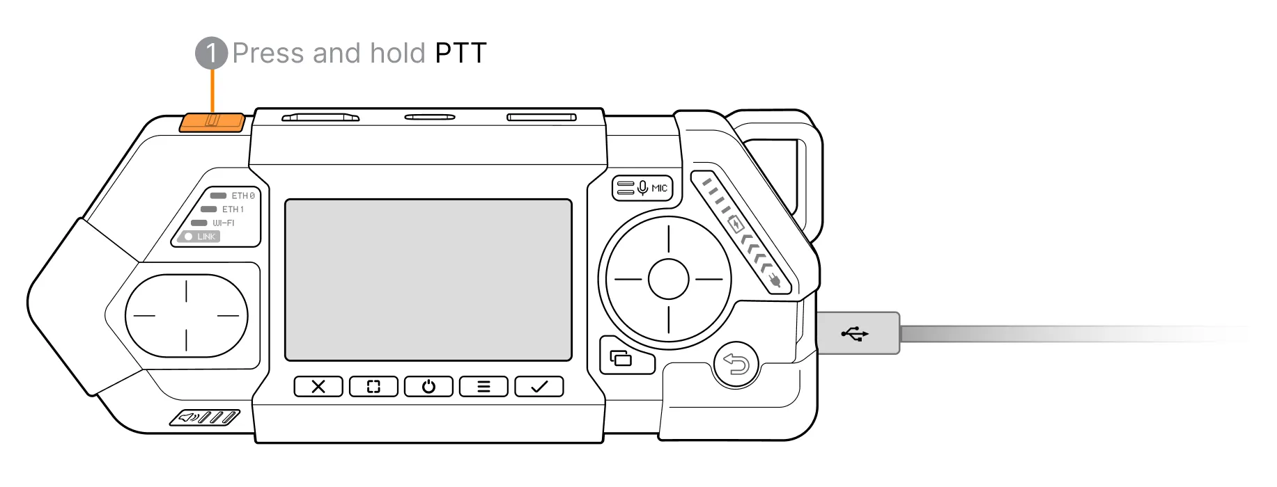 BOOTSEL step 1: hold PTT button