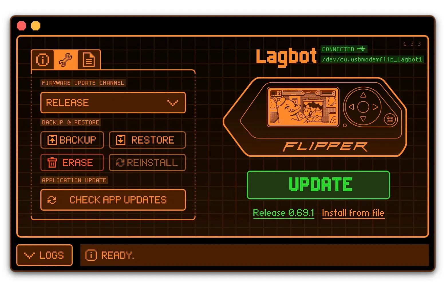 With qFlipper you can update firmware, manage files, and repair corrupted firmware