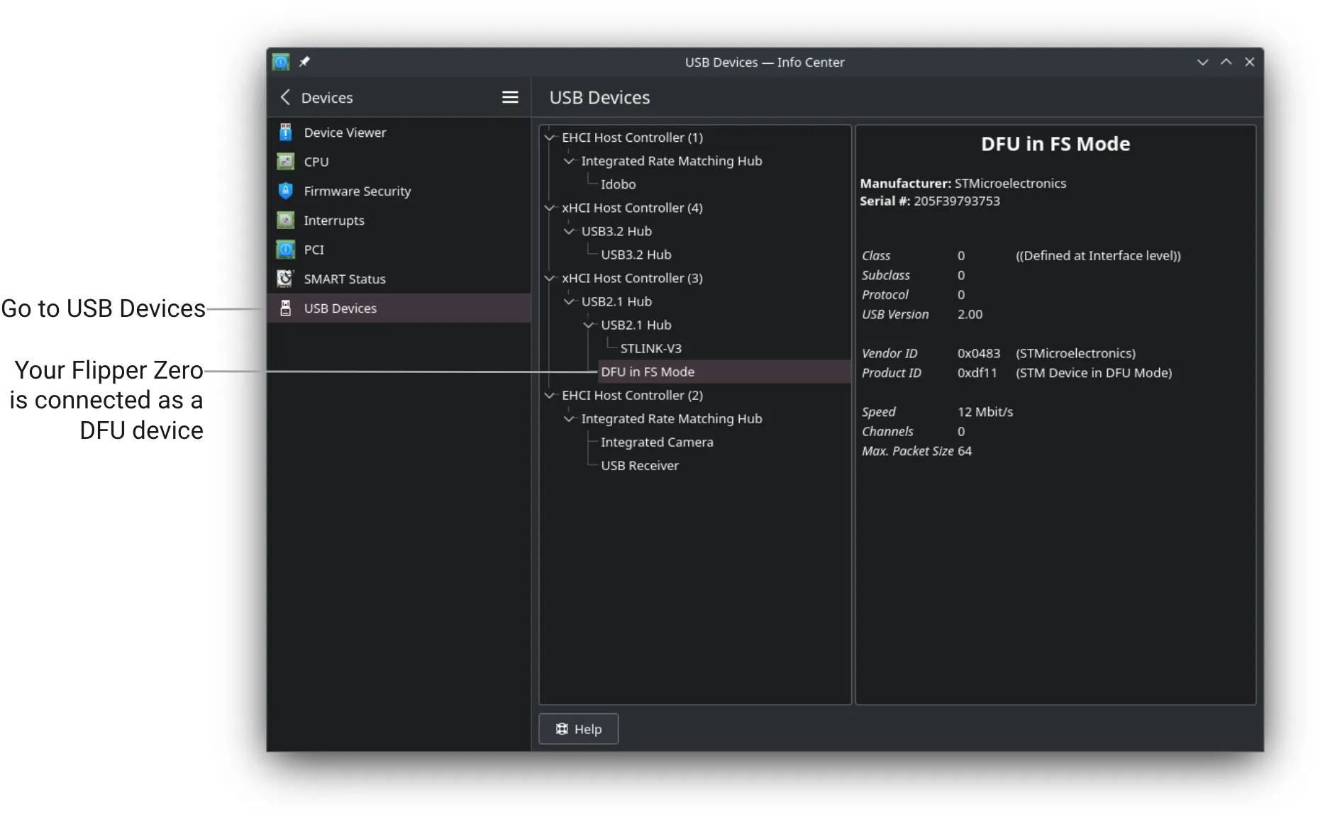 You can check the connection via system information tools