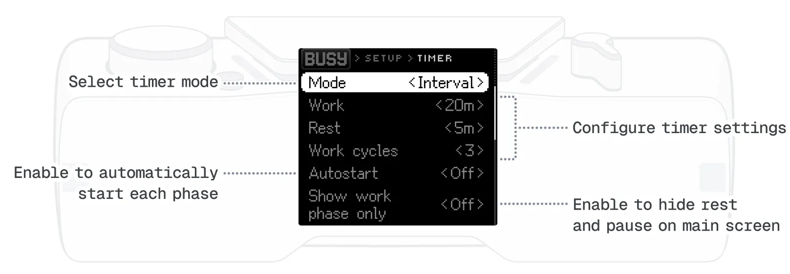 Overview of timer settings