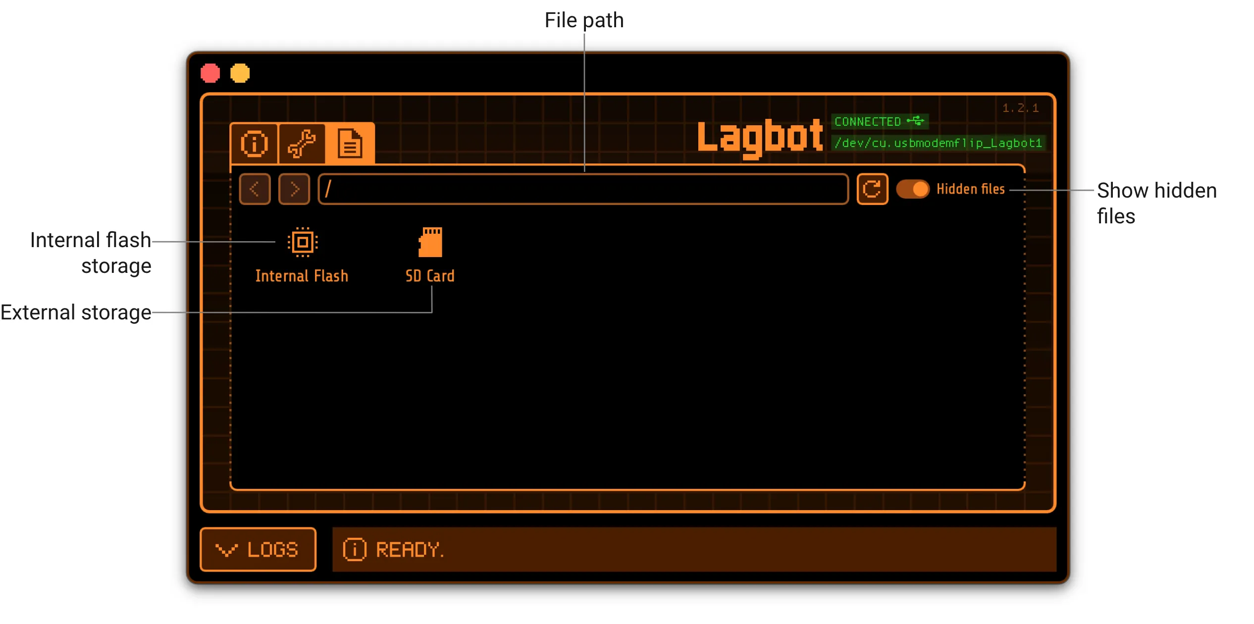 You can manage Flipper Zero files in the qFlipper application