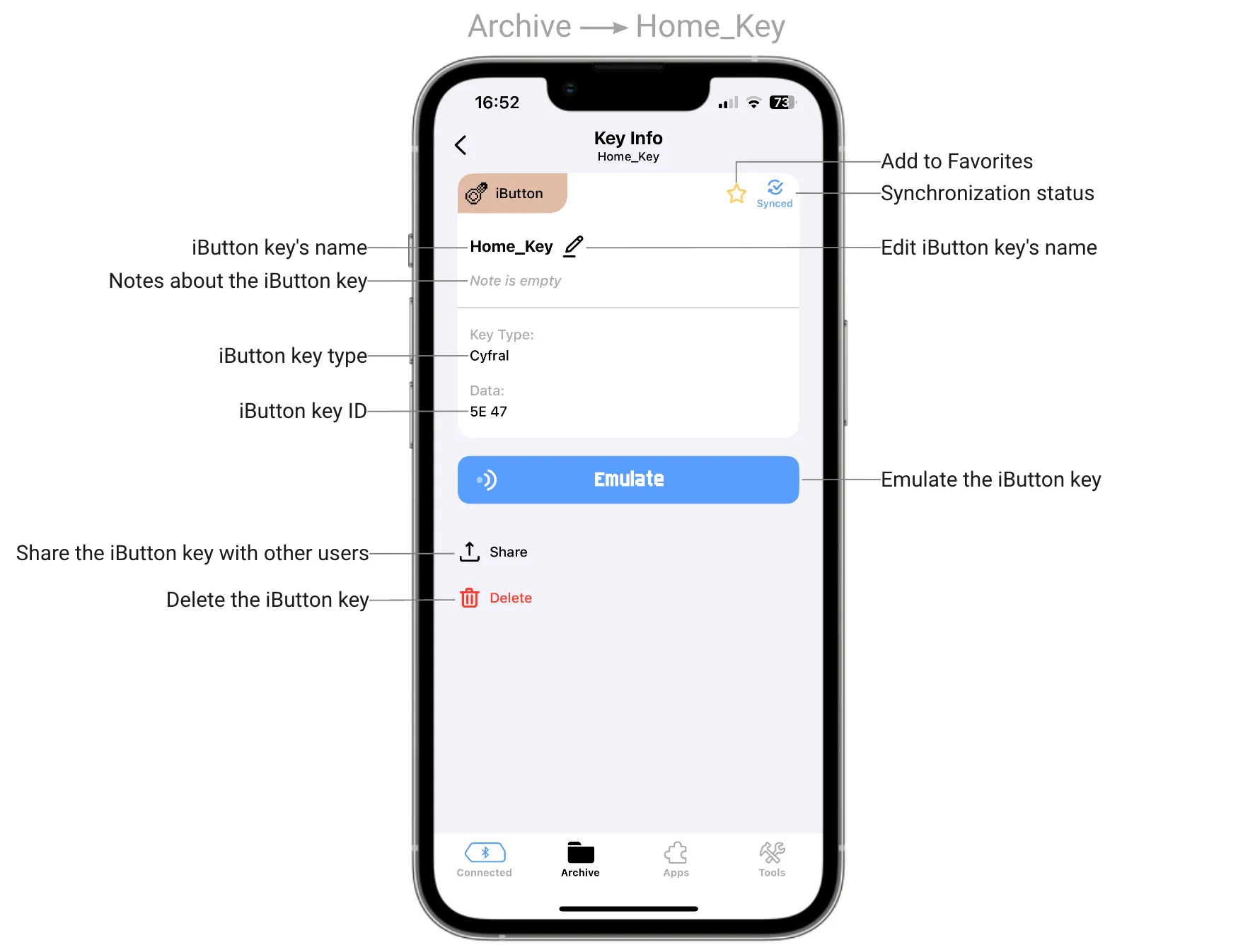 Saved iButton key