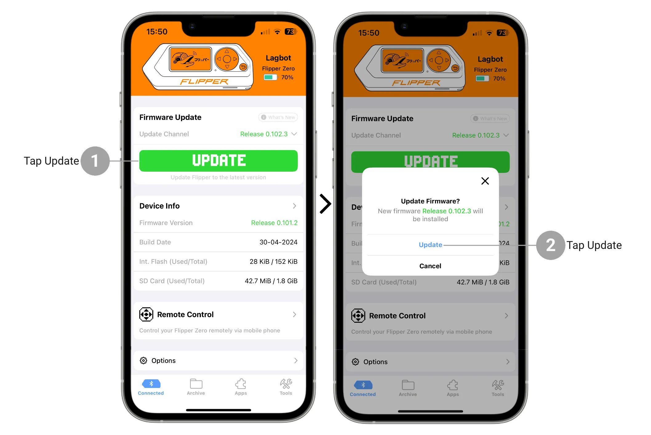 You can update your Flipper Zero via Flipper Mobile App