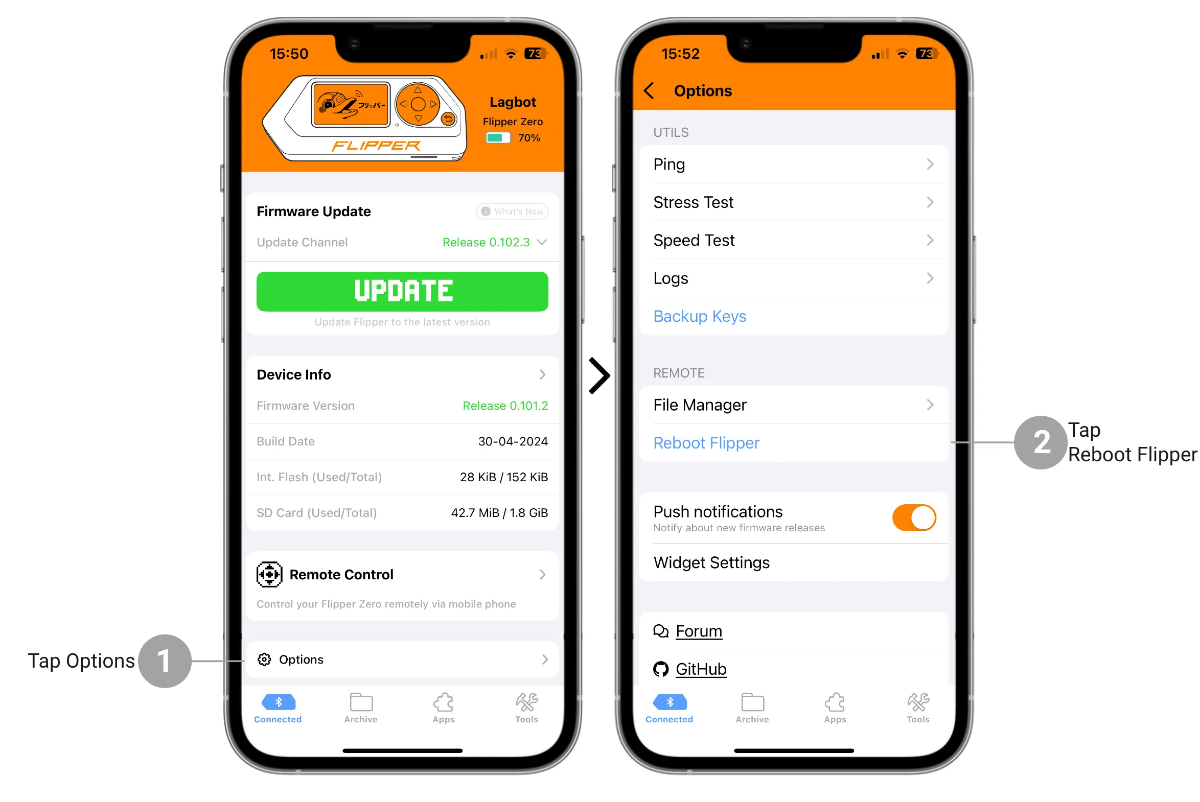 Reboot your Flipper Zero remotely via Flipper Mobile App Reboot your Flipper Zero remotely via Flipper Mobile App