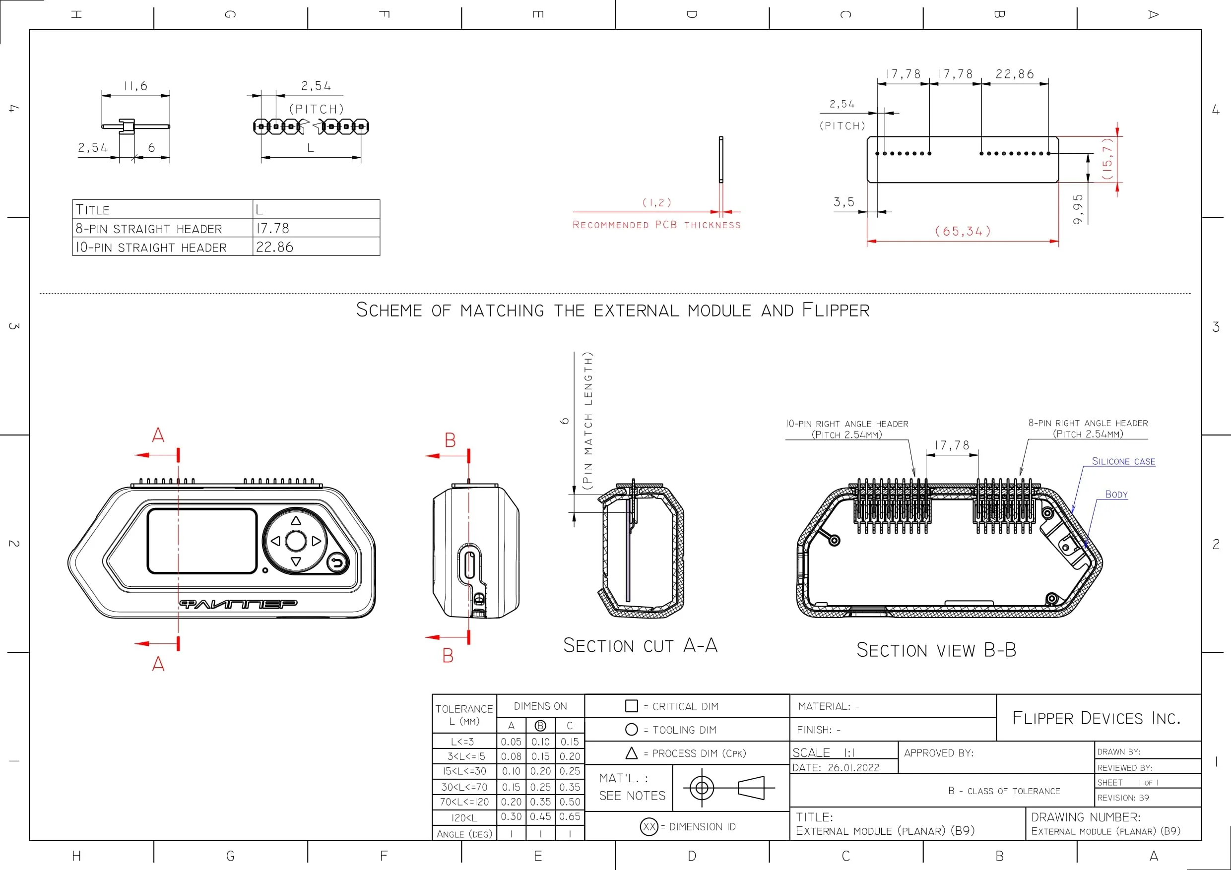 Drawing of a small external module Drawing of a small external module