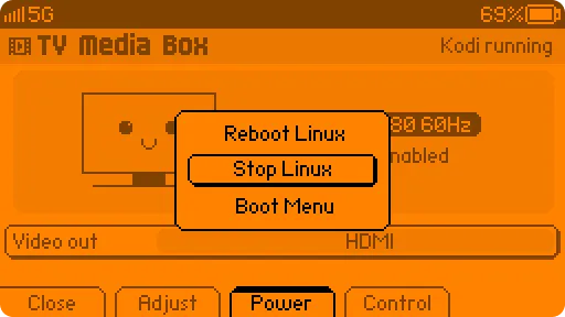 Power menu Linux Mode