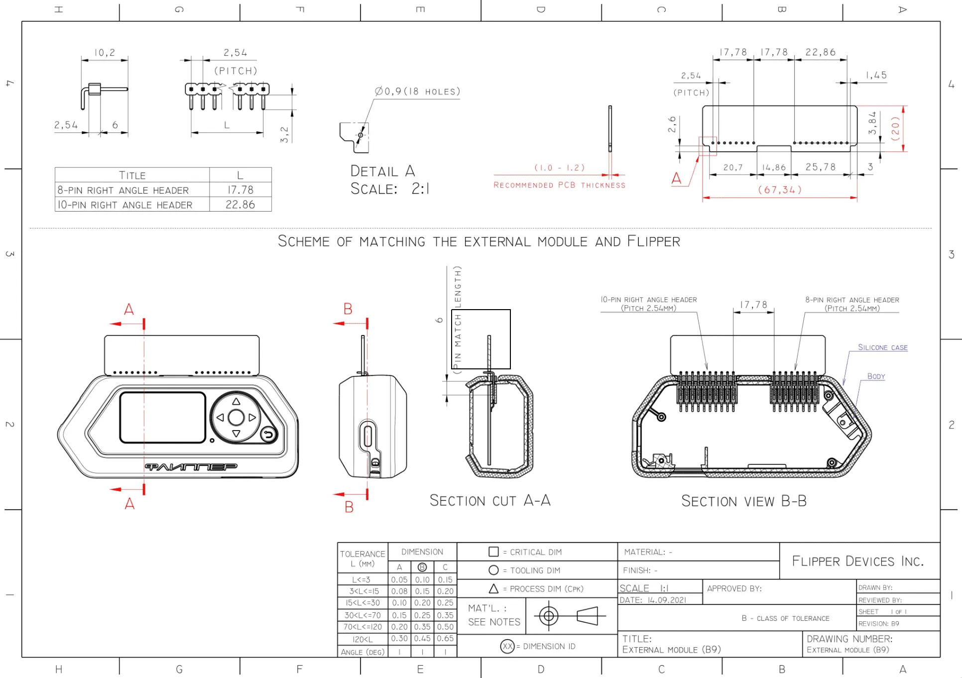 Drawing of a regular external module Drawing of a regular external module