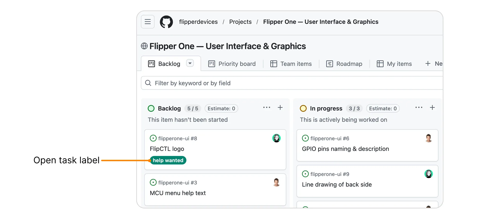 Open tasks