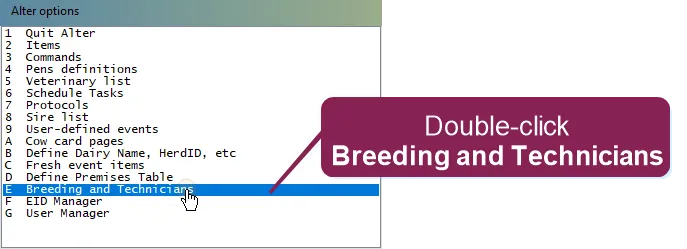 Double-click Breeding and Technicians