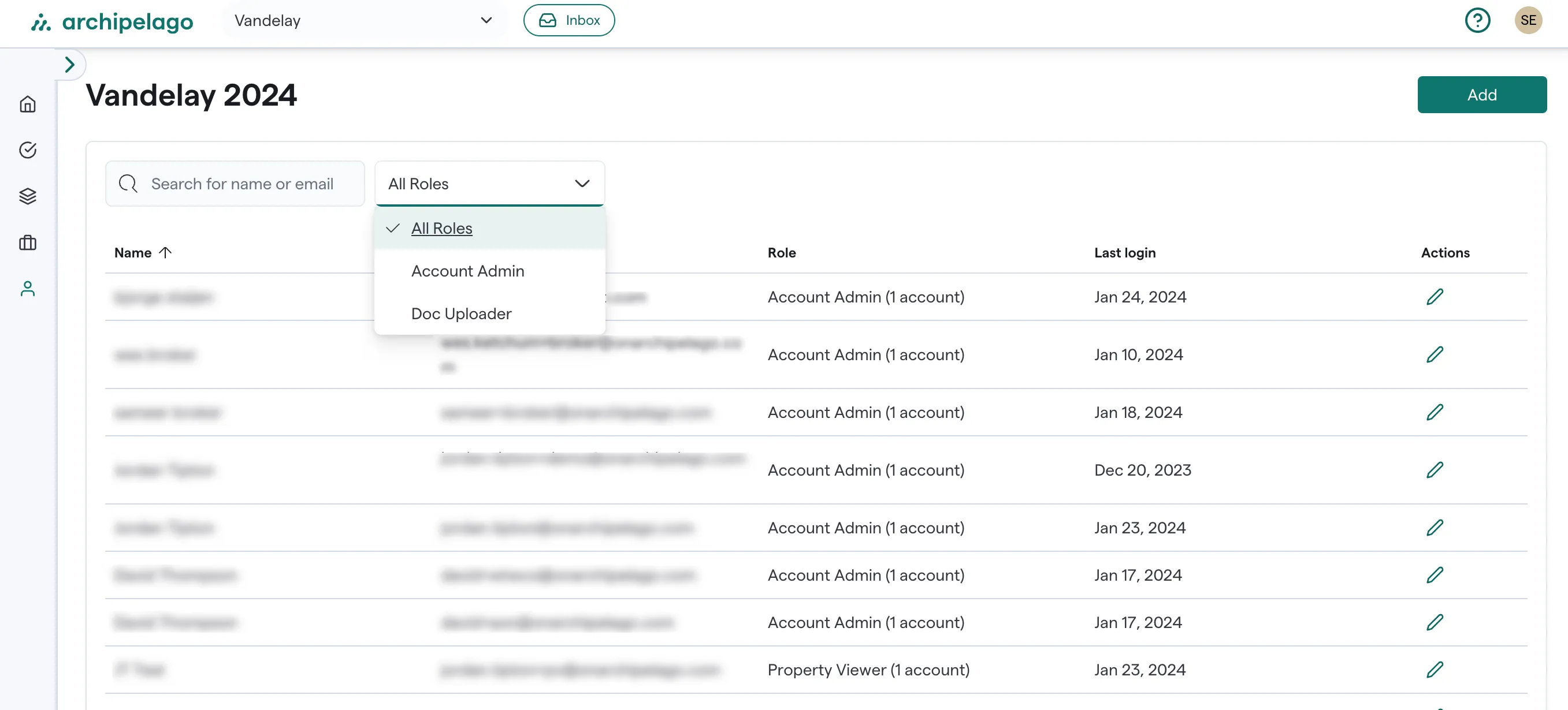 all users are listed