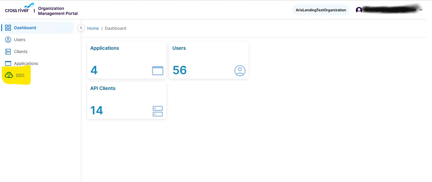 SSO appears on Org Management user interface