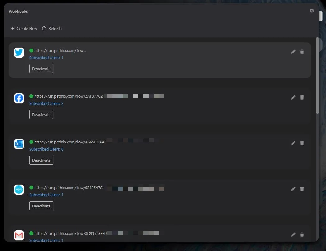 Image: Webhook status Image: Webhook status