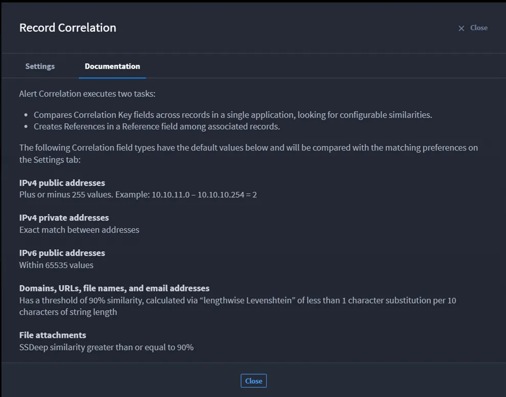Documentation tab Documentation tab