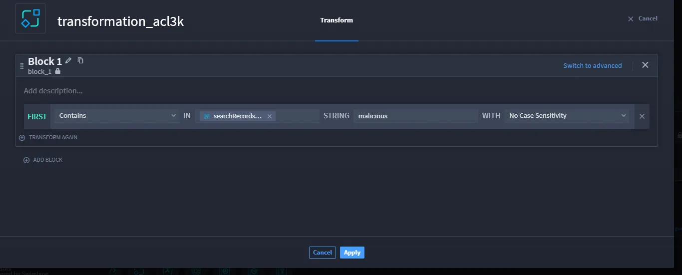 Contains Transformation Configuration Contains Transformation Configuration