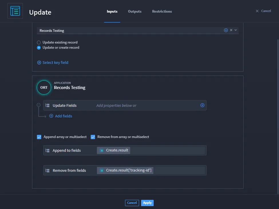 Update/Create Record Configuration