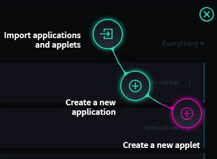 Create new application button Create new application button