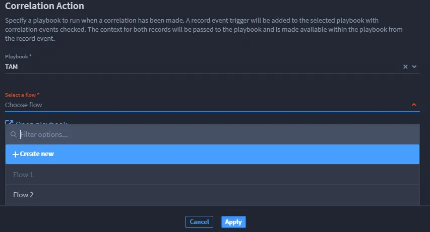 Canvas playbook flow selection Canvas playbook flow selection