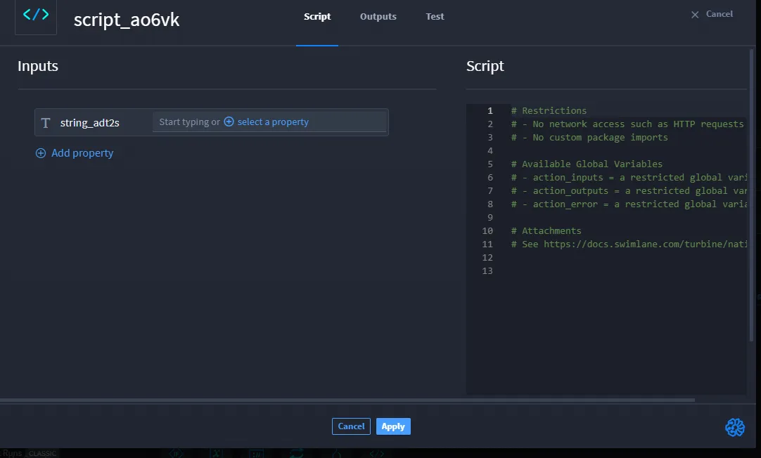 Script Native Action Example