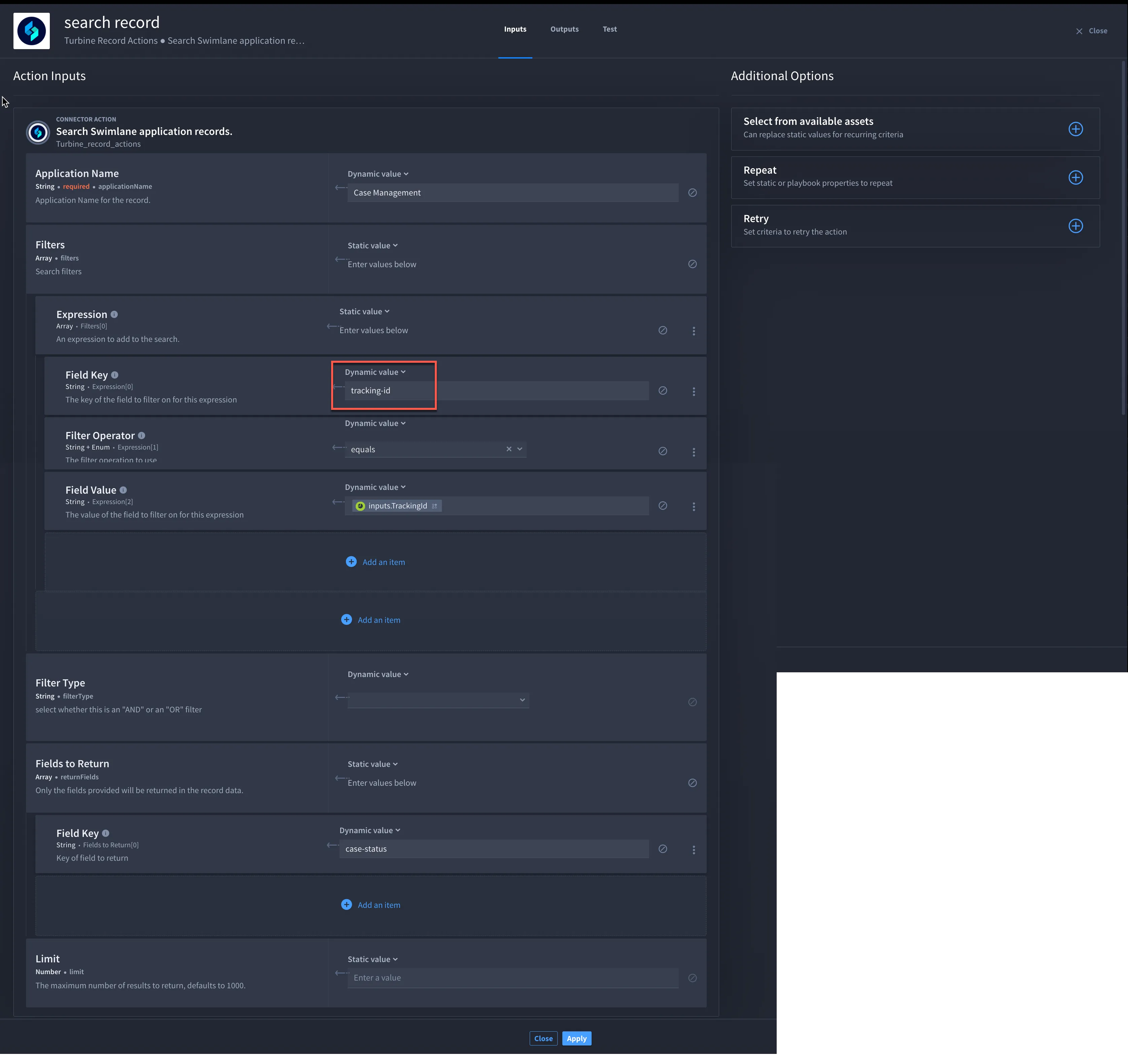 Search Record Action