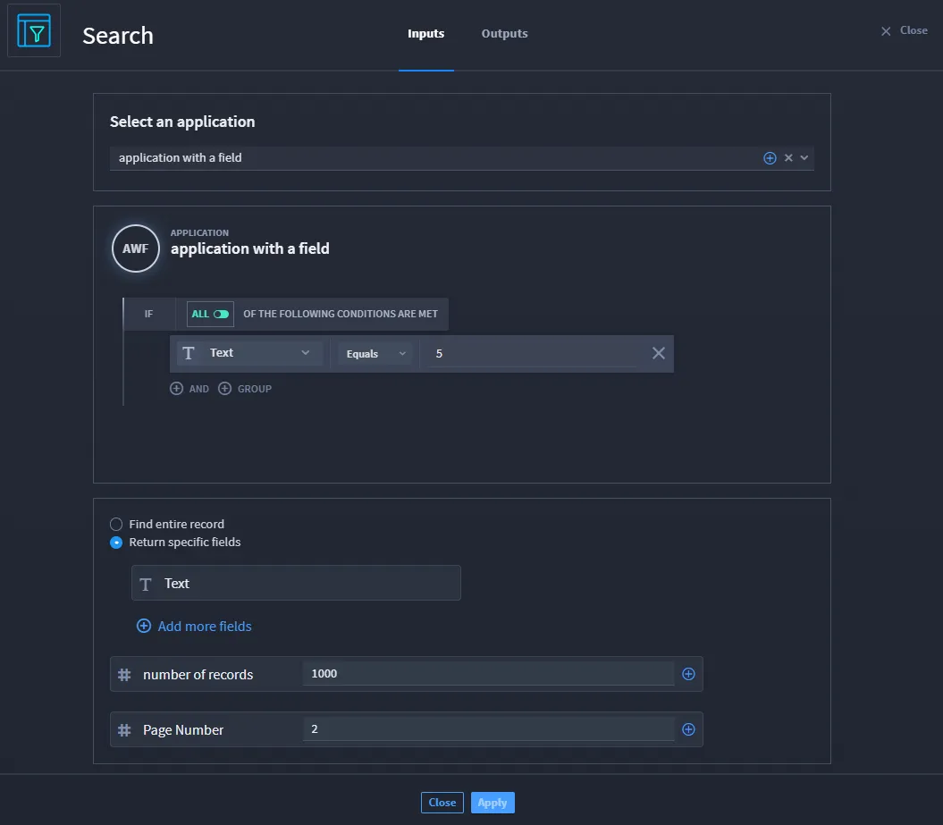 Search Records Configuration