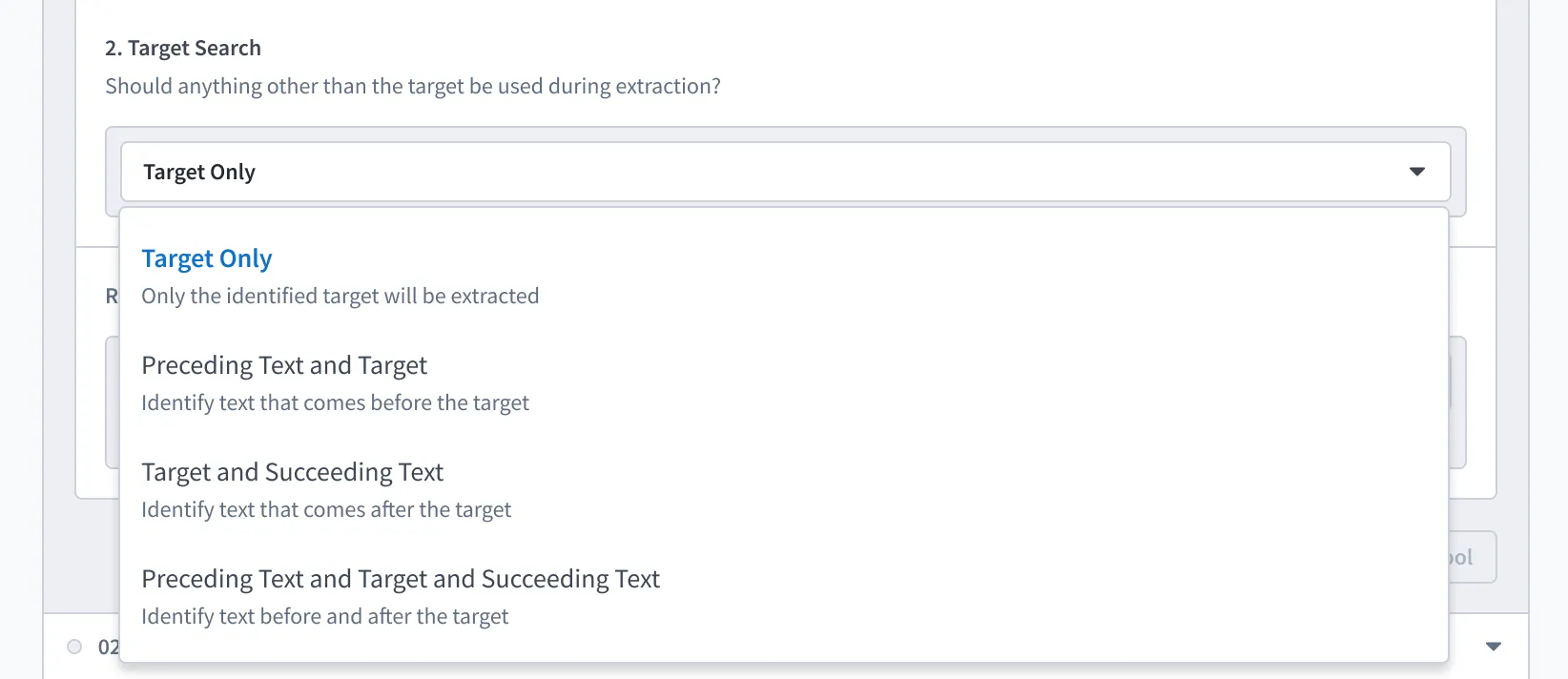 Target Search Menu