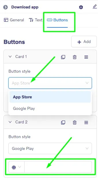 Download App block - Button settings