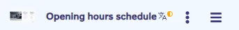 Opening Hours schedule block visible in Page structure