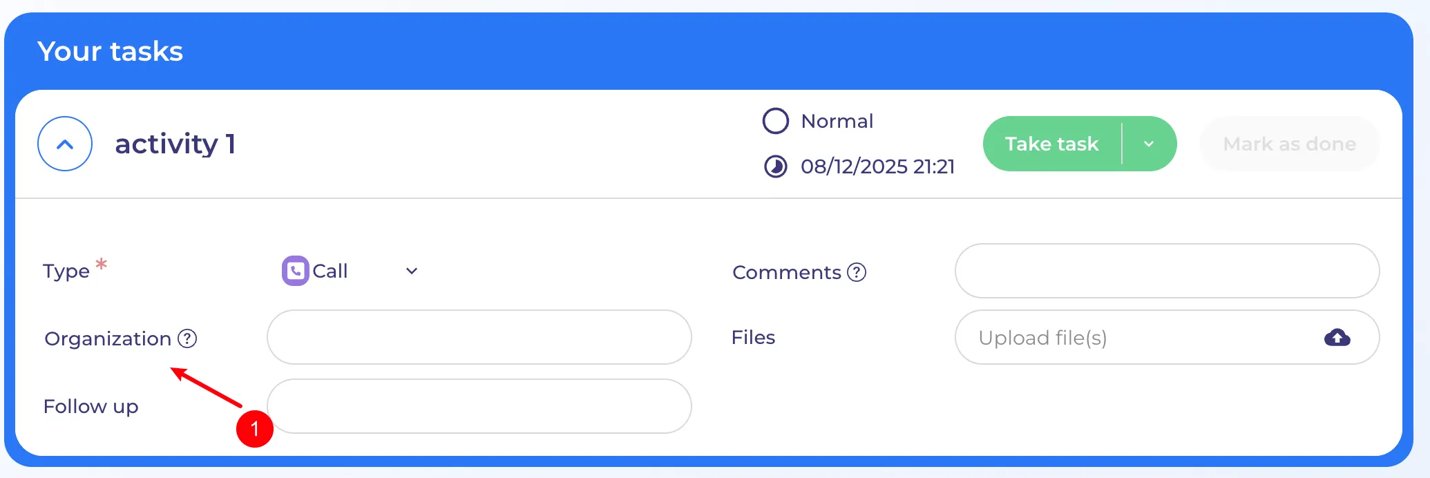 Replaced default contact property in an activity node