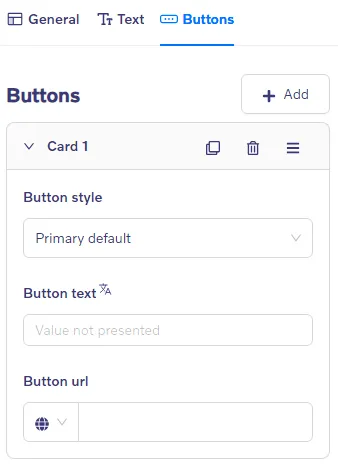 Animated Featured List block - Buttons settings