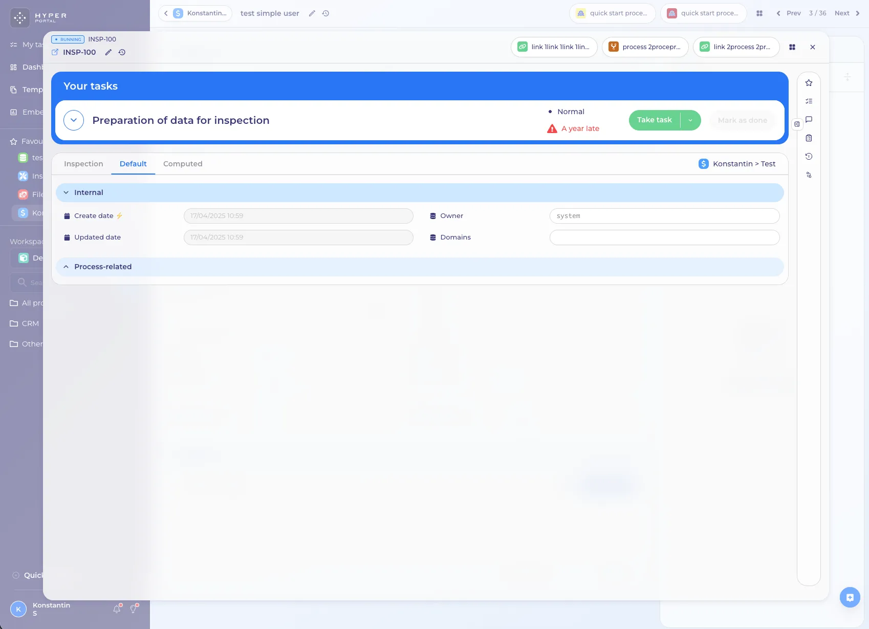 quick view in modal
