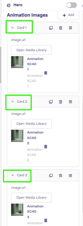 Hero Block - Image animation example setting