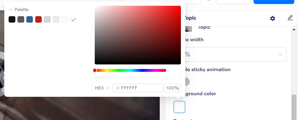 Hero block. Background color picker
