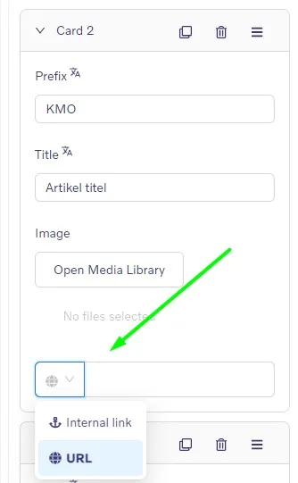 Article cards V1 block Cards - Button settings