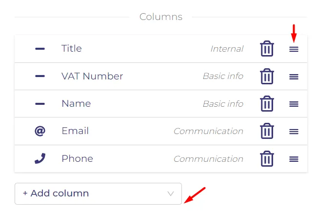 Allow to select the columns rows