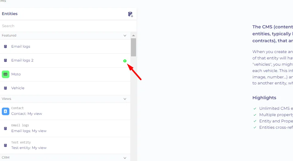 Setting button highlighted