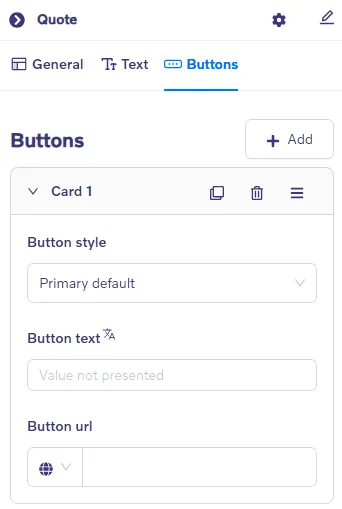 Quote block - Button settings