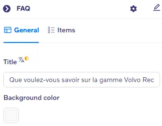 FAQ block - General settings