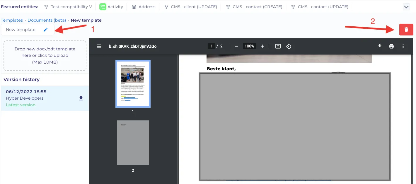 How to edit and delete the template