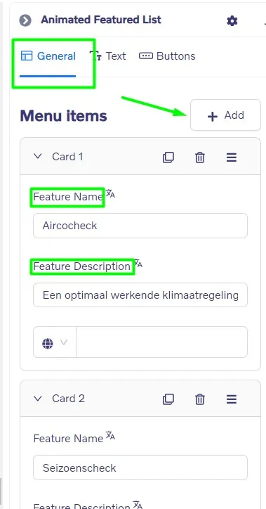 Animated Featured List block - General settings