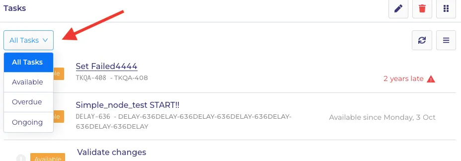 How to filter all tasks